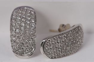 PAIR 18K WHITE GOLD & DIAMOND EARRINGS