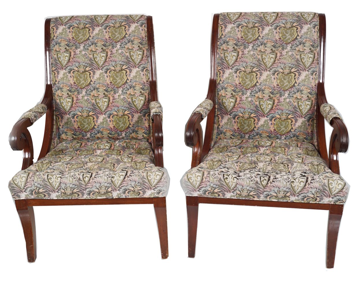 PAIR OF REGENCY STYLE LIBRARY CHAIRS