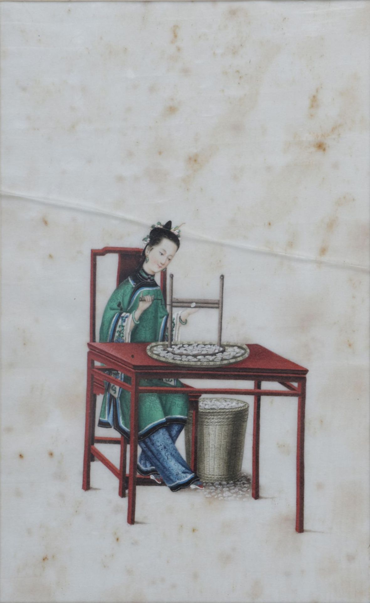 PAIR CHINESE QING PAINTINGS - Image 2 of 4