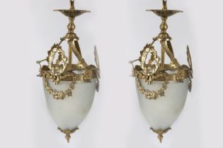 PAIR ORMOLU & CRYSTAL WALL LANTERNS