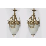 PAIR ORMOLU & CRYSTAL WALL LANTERNS