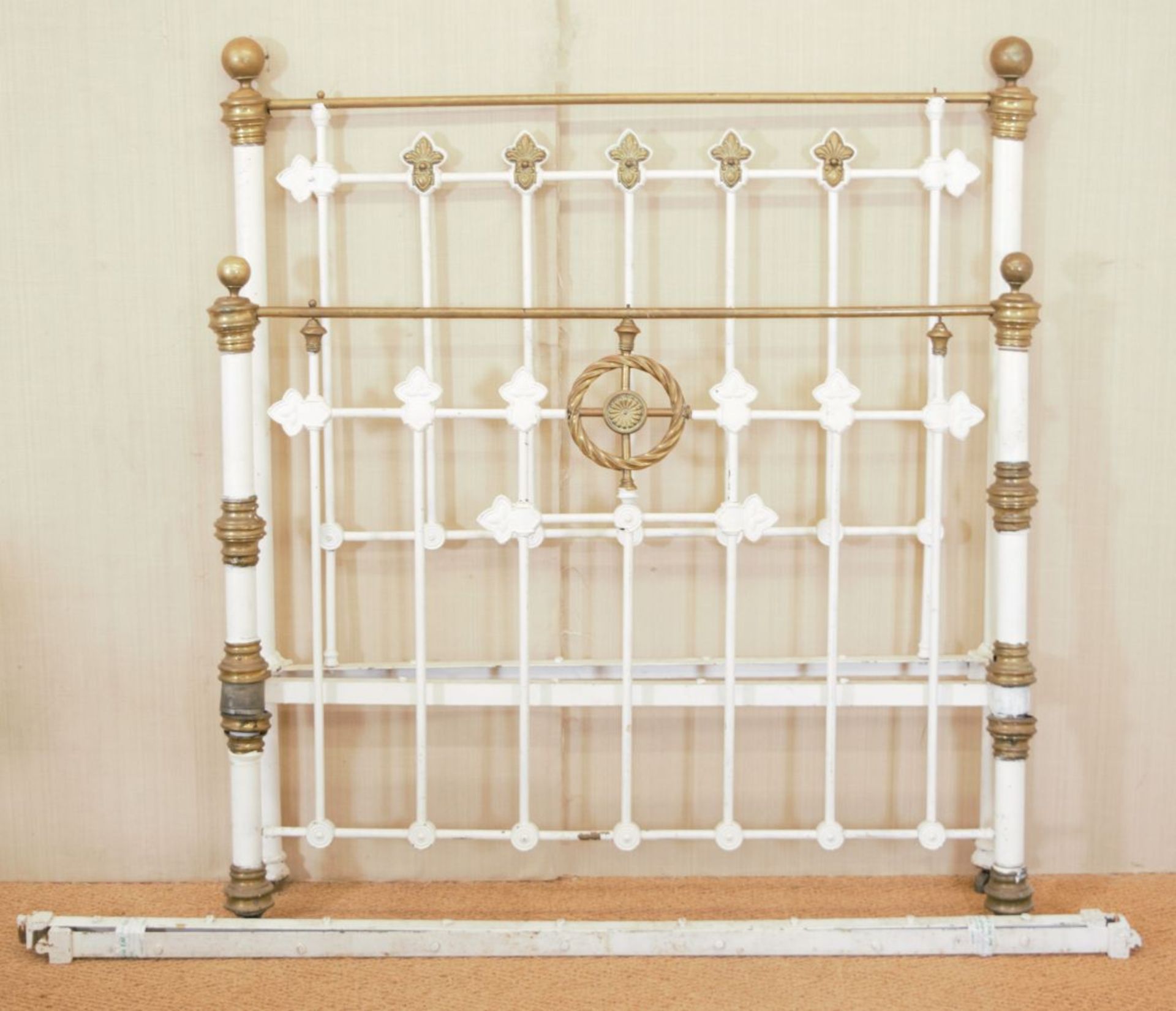 19TH-CENTURY BRASS & IRON 4 FOOT BED