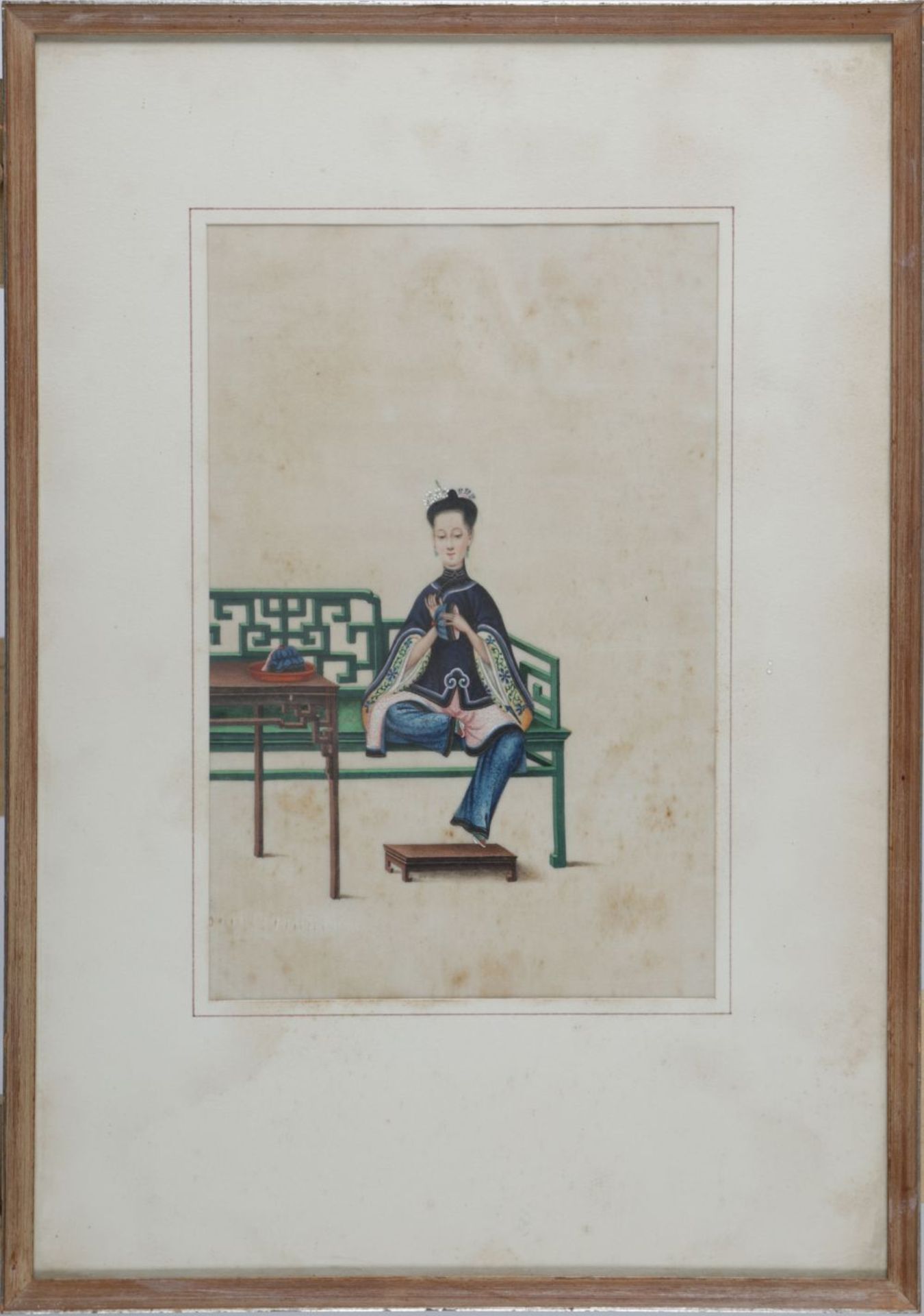 PAIR CHINESE QING PAINTINGS - Image 3 of 4