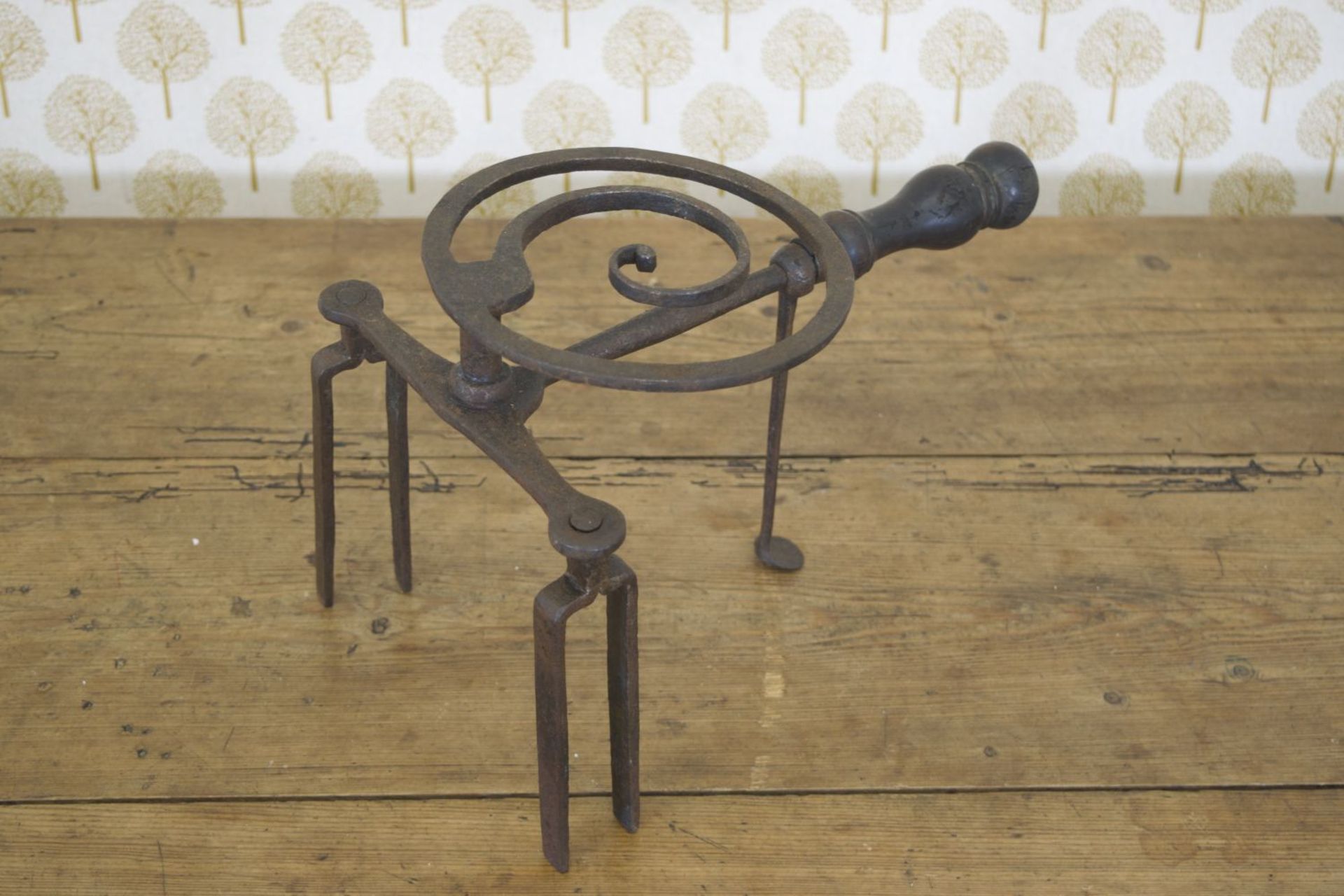 19TH-CENTURY IRON TRIVET STAND