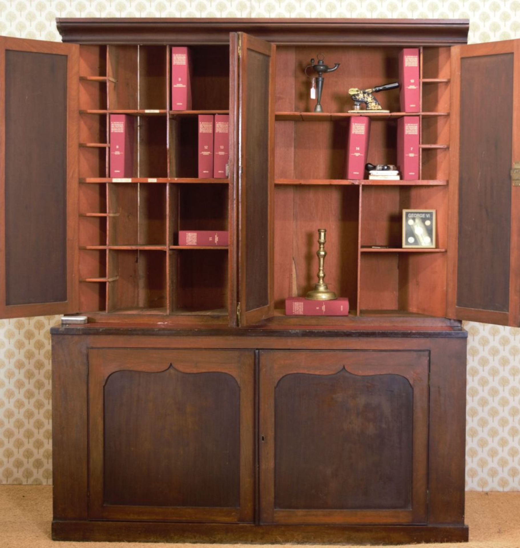 19TH-CENTURY MAHOGANY 4-DOOR BANK OFFICE CABINET - Image 2 of 4