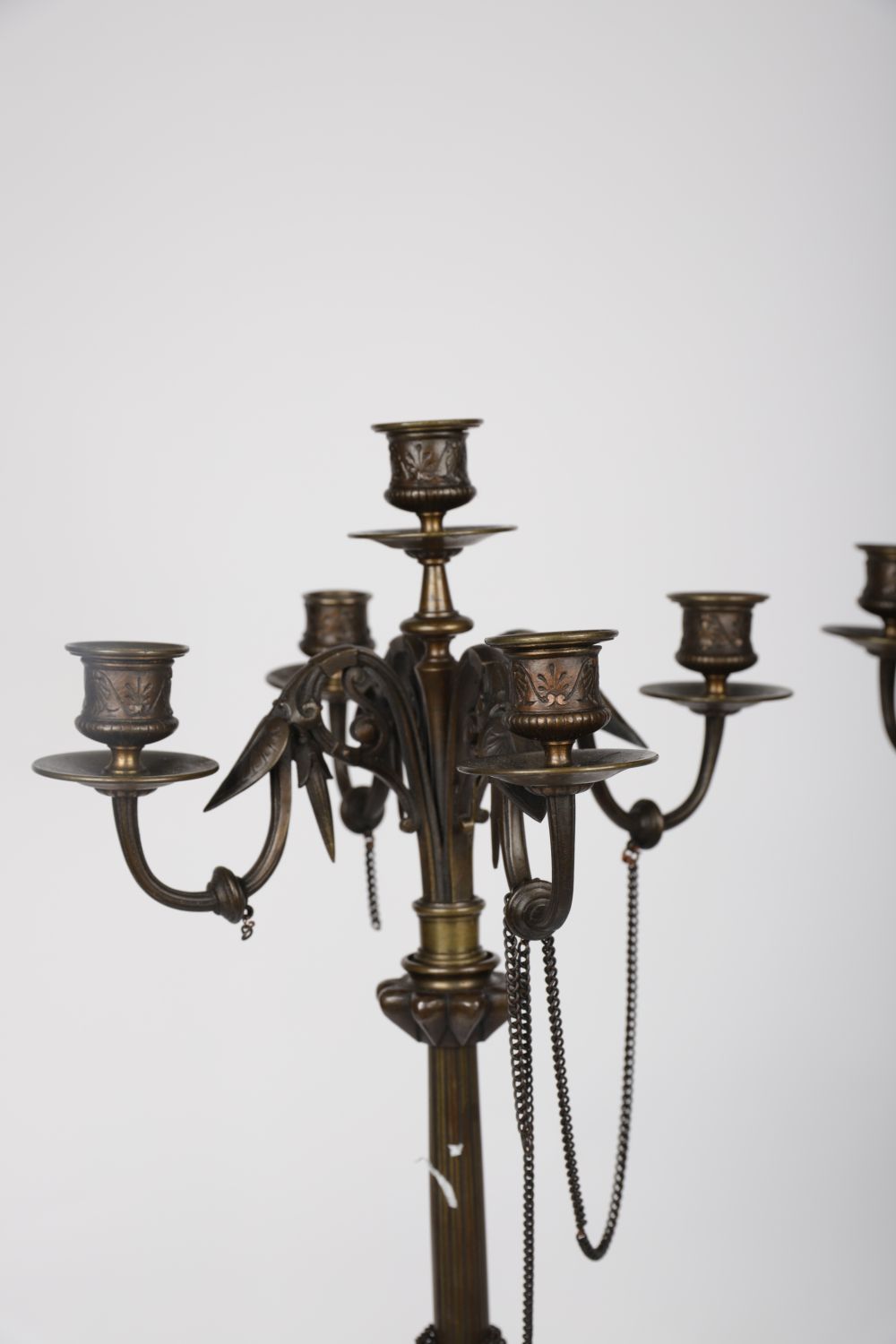 PAIR 19TH-CENTURY BRONZE CANDELABRAS - Image 2 of 3