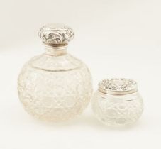 2 19TH-CENTURY SILVER MOUNTED VANITY JARS