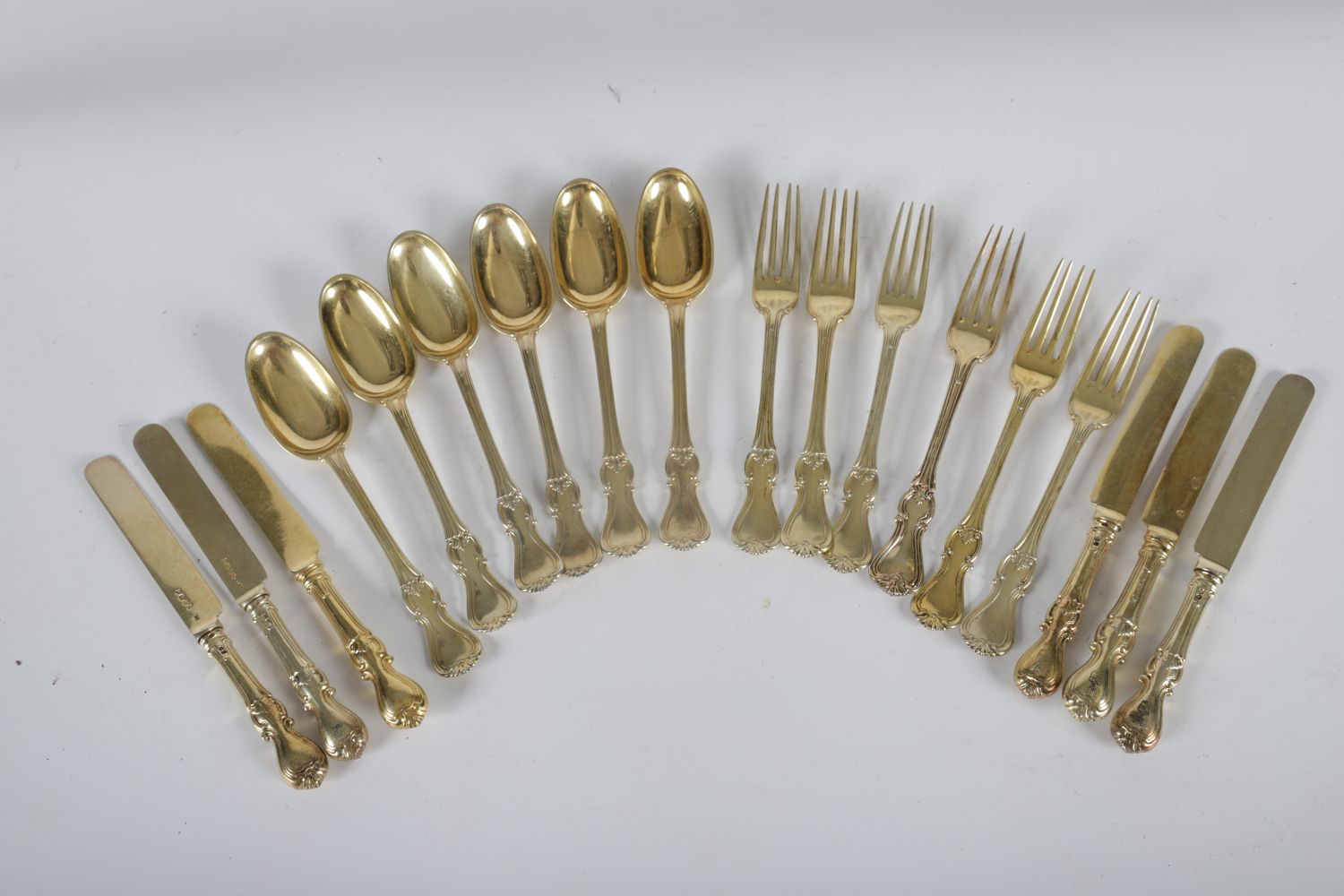 SET OF GILDED SILVER CUTLERY: - Image 2 of 3