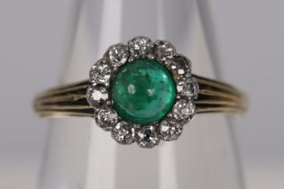 18K WHITE GOLD DIAMOND & EMERALD RING