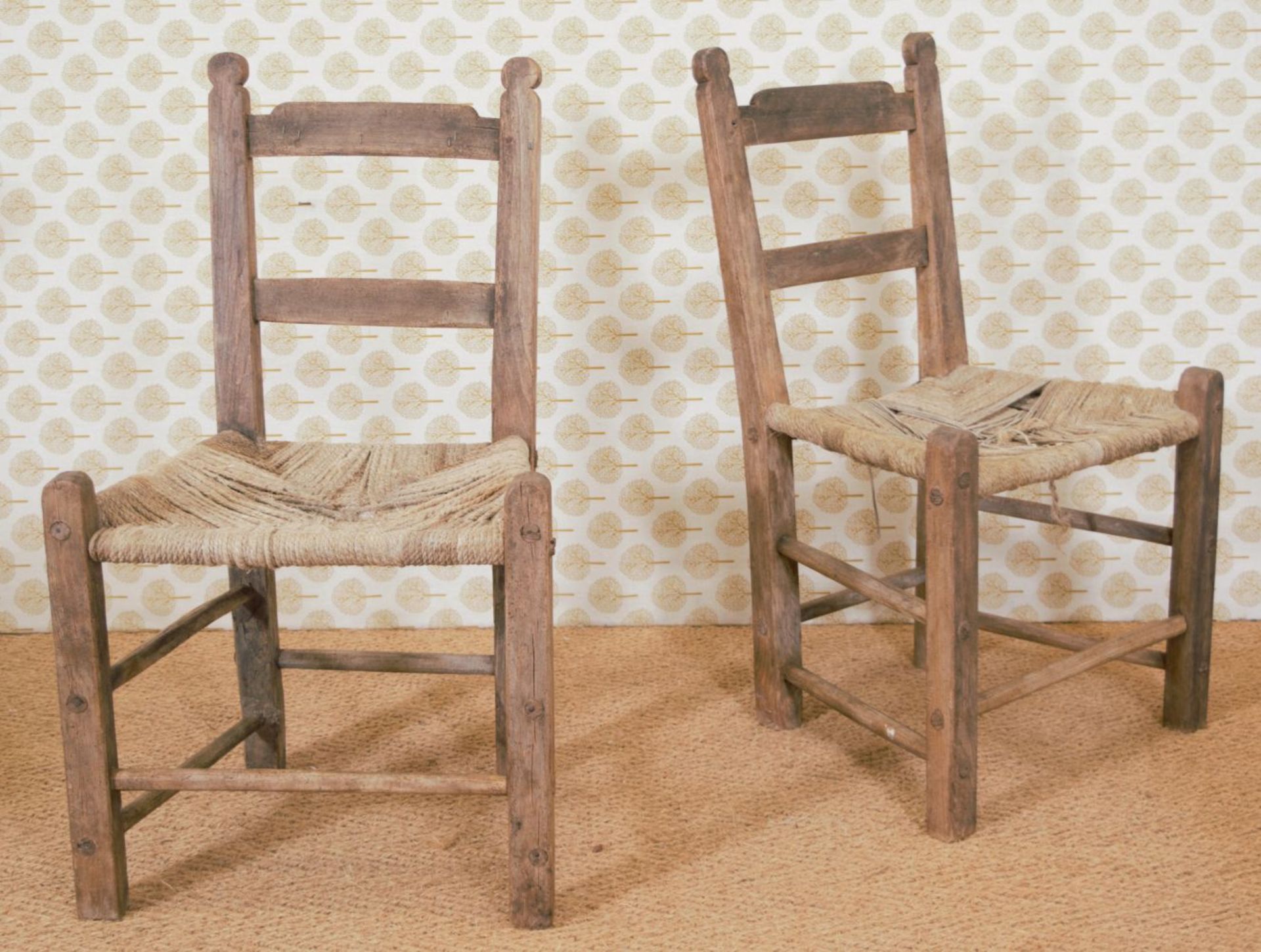 PAIR 19TH-CENTURY ASH SUGAN KITCHEN CHAIRS - Image 2 of 2