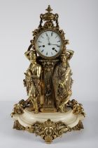 19TH-CENTURY FRENCH ORMOLU MARBLE CLOCK