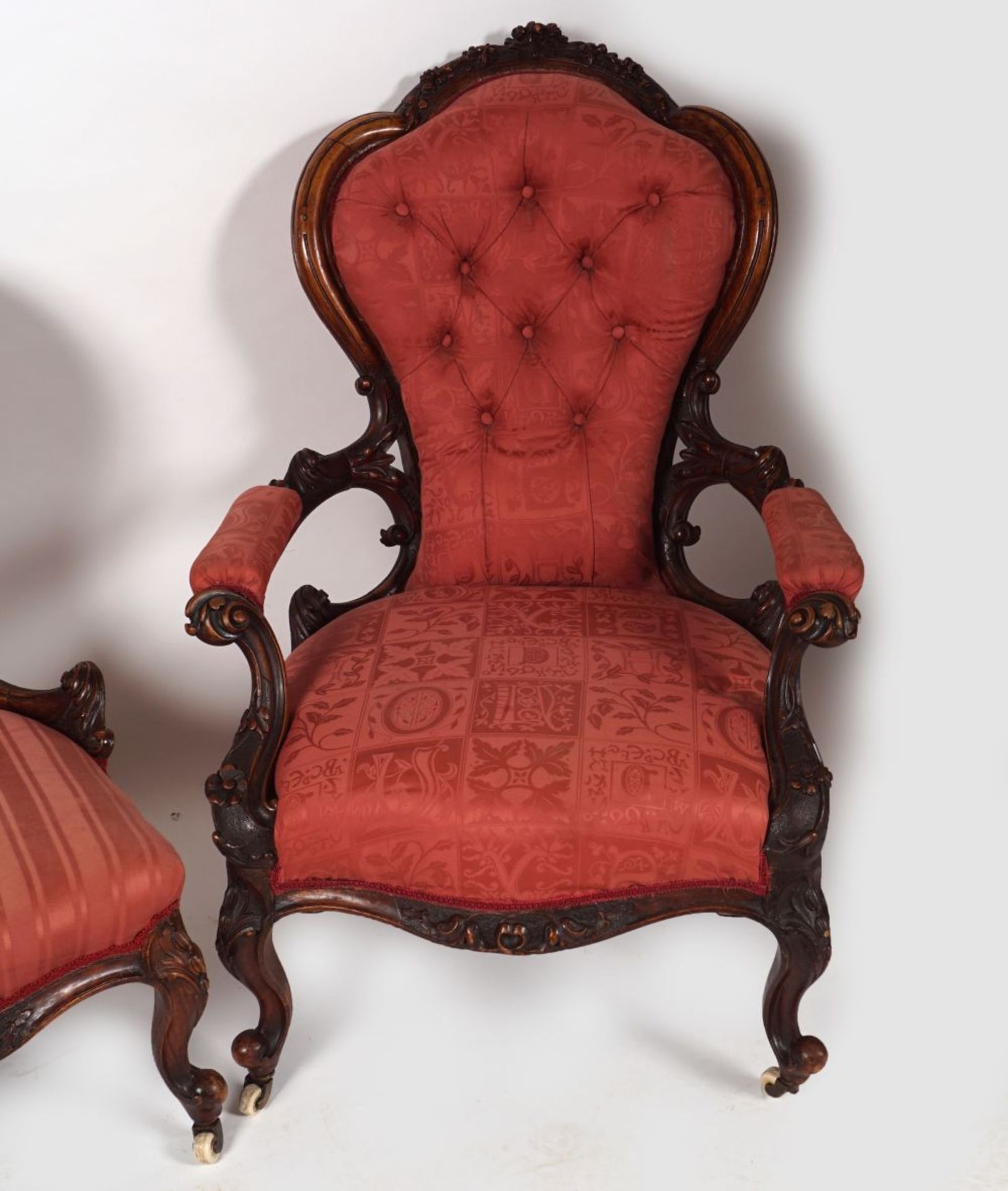 PAIR VICTORIAN WALNUT CHAIRS - Image 2 of 4
