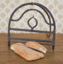 EARLY 19TH-CENTURY FORGED IRON BREAD HARDENING STAND