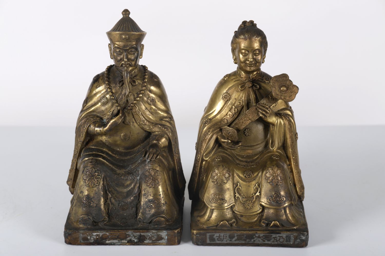 PR 19TH-CENTURY BRONZED ORIENTAL SEATED FIGURES