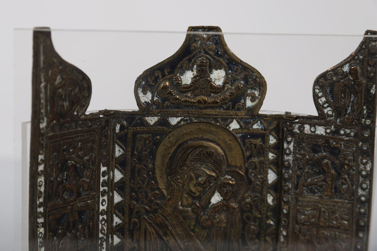 RUSSIAN ICON BRONZE TRIPTYCH - Image 3 of 3