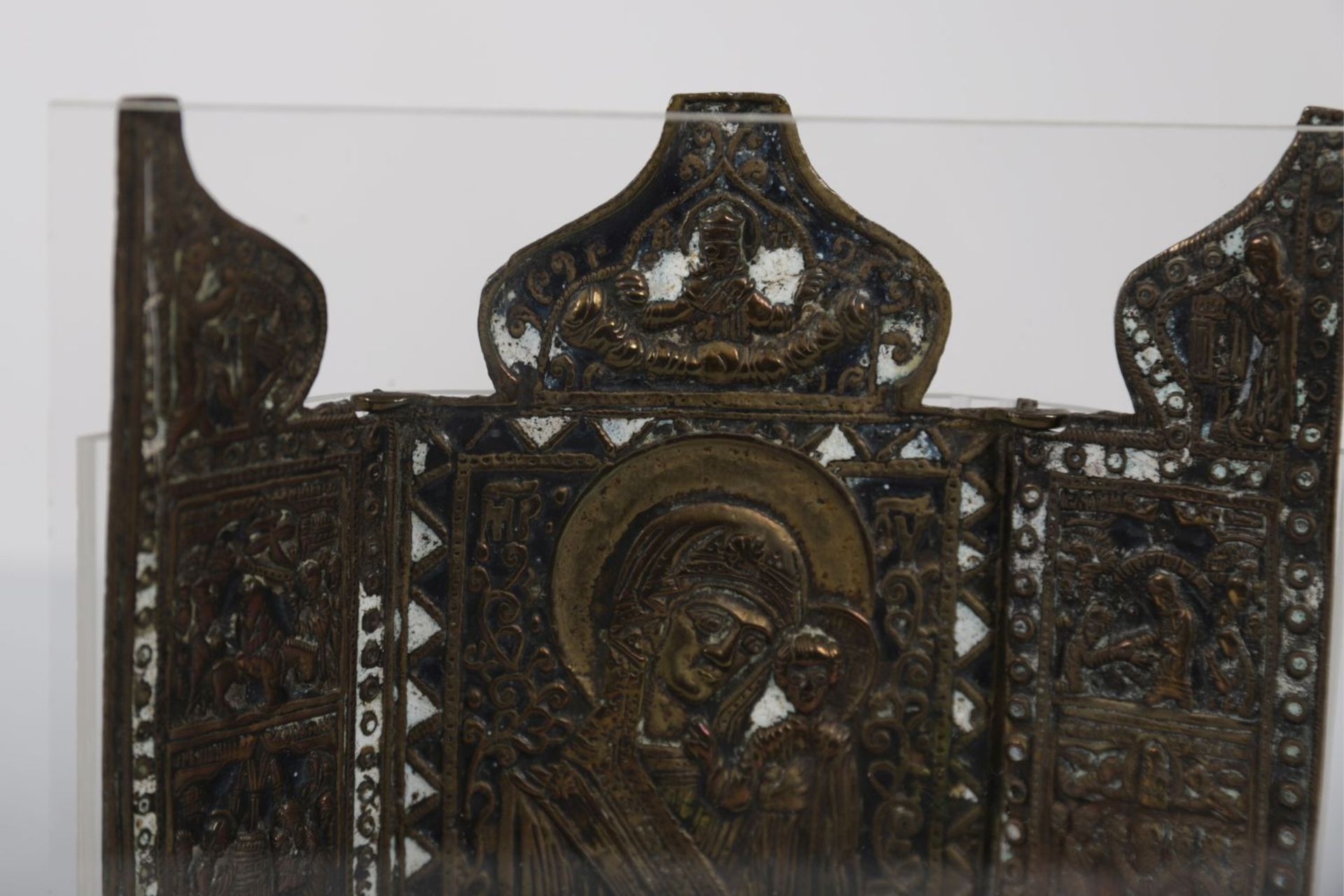 RUSSIAN ICON BRONZE TRIPTYCH - Image 3 of 3