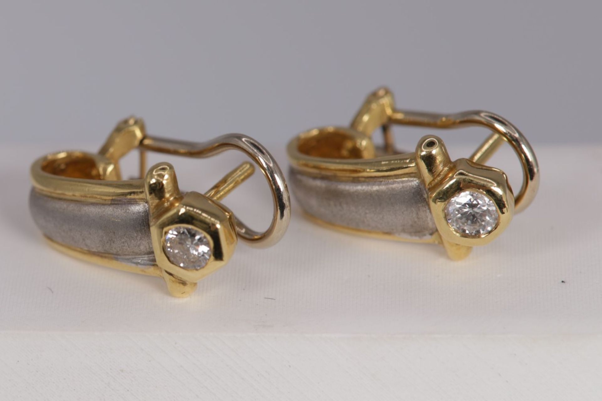 BI-COLOUR GOLD & DIAMOND EARRINGS - Image 2 of 2