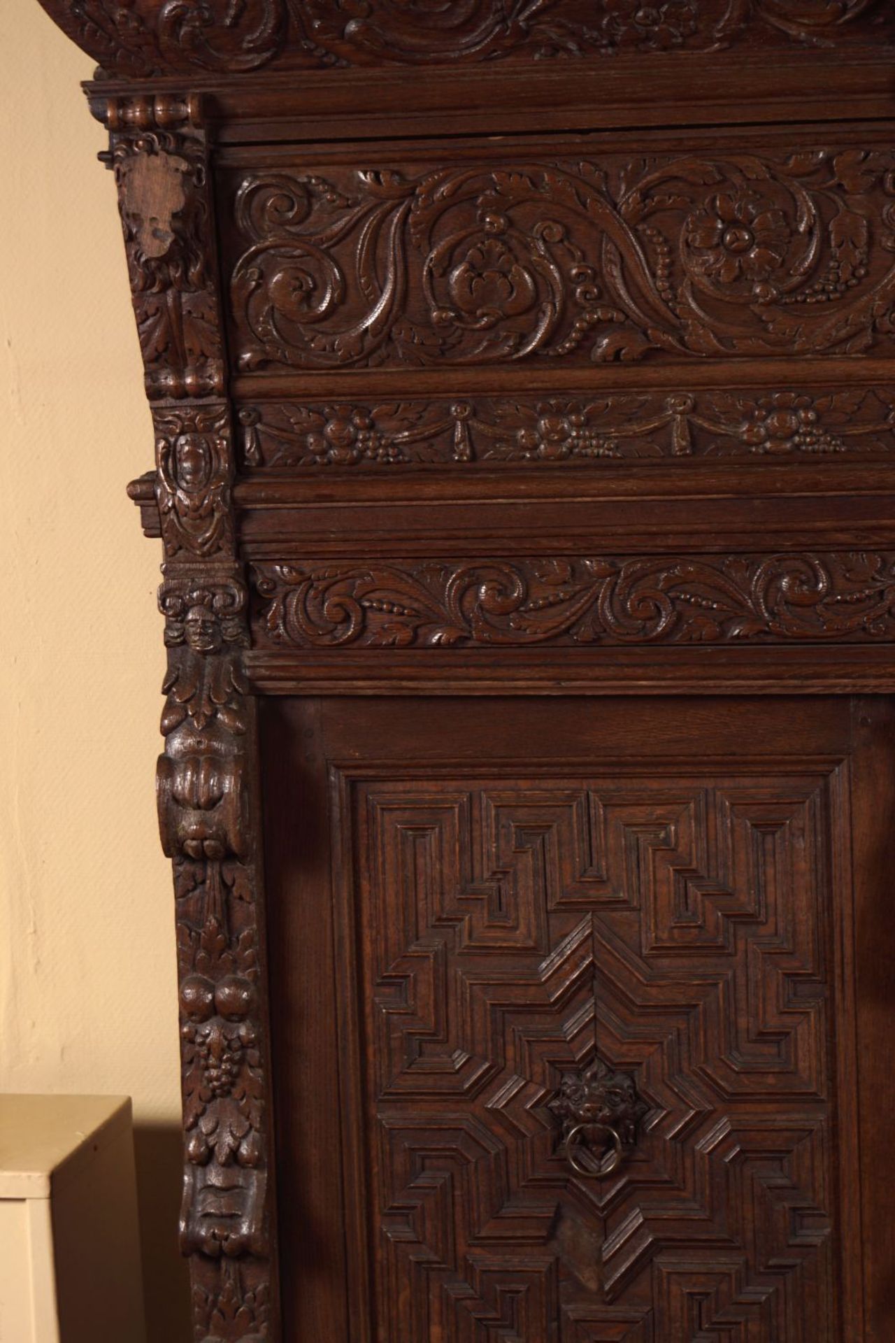 LARGE 19TH-CENTURY CARVED OAK CUPBOARD - Image 2 of 2