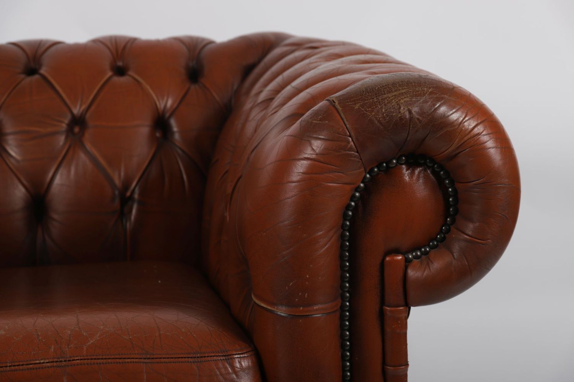 LEATHER UPHOLSTERED ROLL BACK ARMCHAIR - Image 2 of 3
