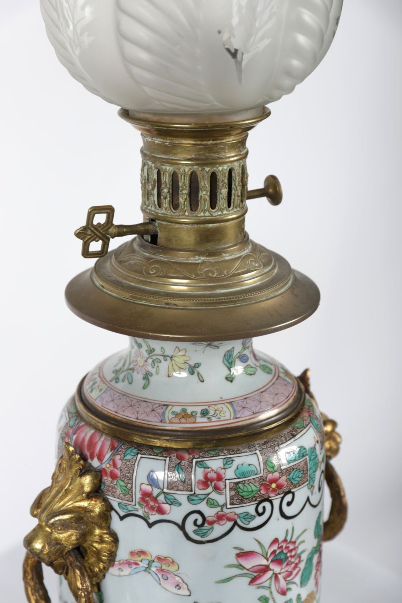 PAIR 19TH-CENTURY CHINESE POLYCHROME LAMPS - Image 4 of 4