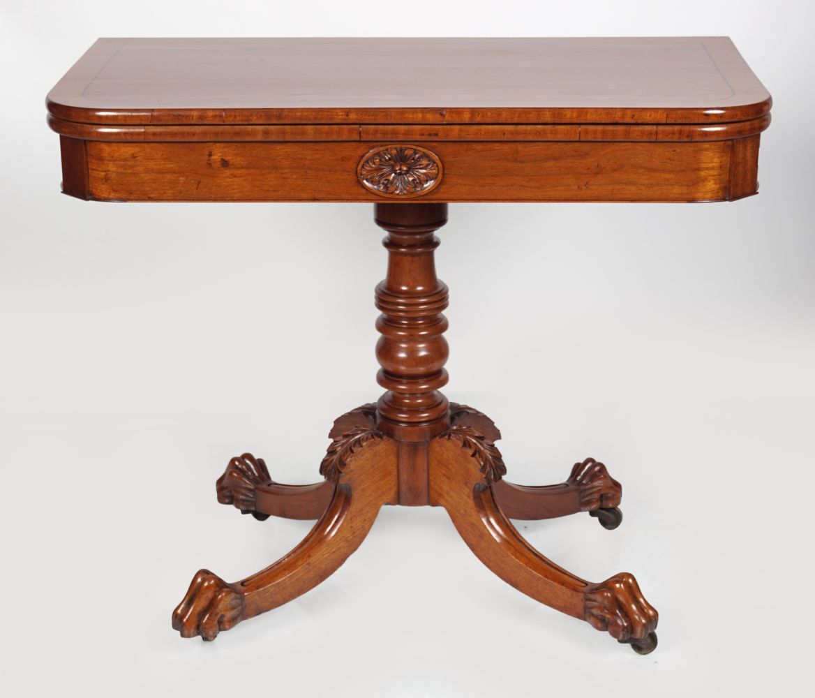 REGENCY MAHOGANY & CROSSBANDED TEA TABLE