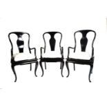 6 CHINESE EXPORT EBONISED HARDWOOD CHAIRS