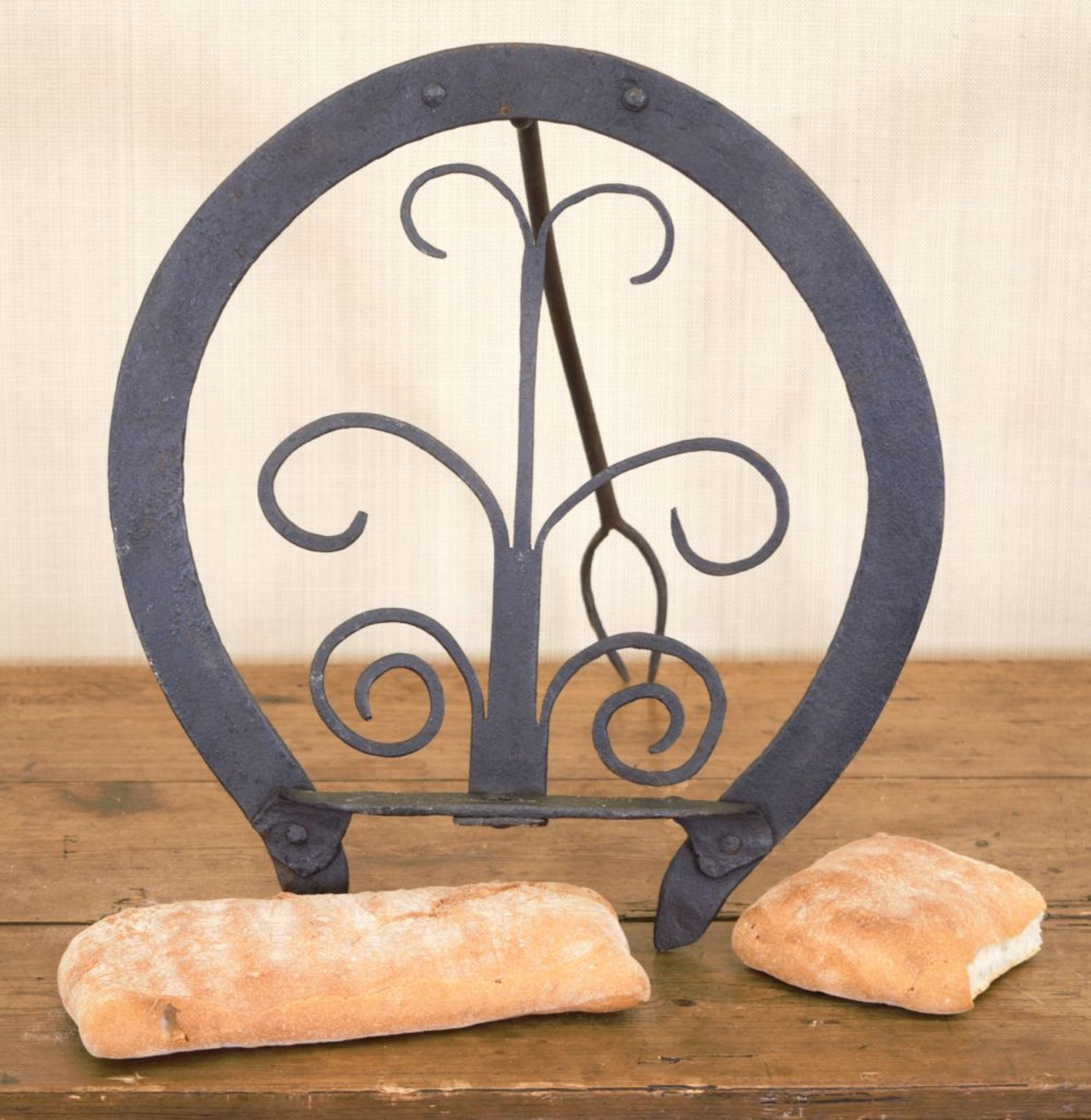 19TH-CENTURY FORGED IRON BREAD HARDENING STAND