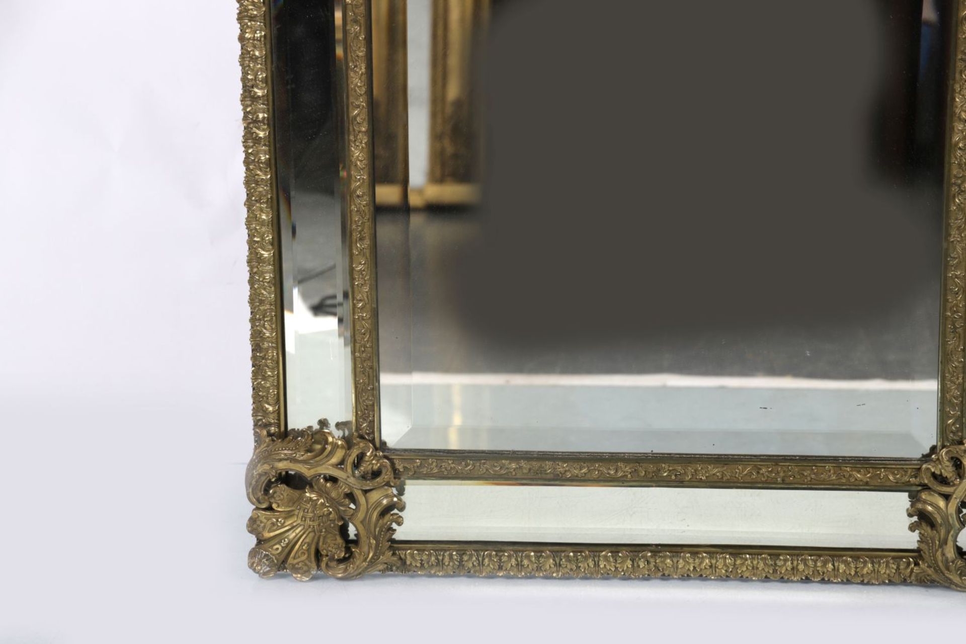 19TH-CENTURY FRENCH BRASS CUSHION MIRROR - Image 3 of 3