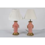 PAIR PORCELAIN & ORMOLU TABLE LAMPS