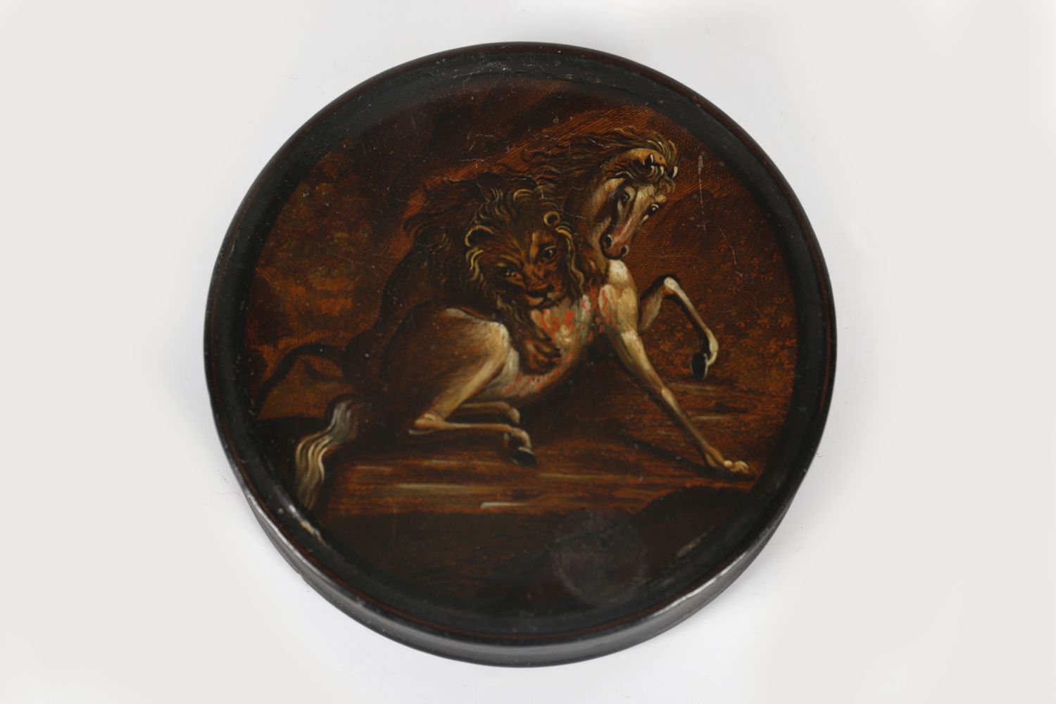 19TH-CENTURY PAPIER MACHE SNUFF BOX