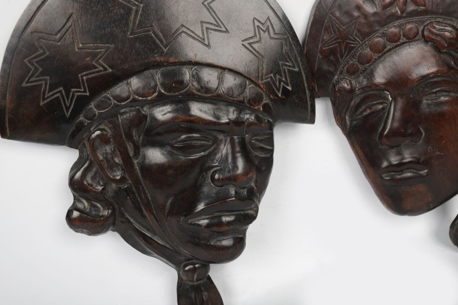 PAIR CARVED AFRICAN TRIBAL PLAQUES - Image 2 of 4