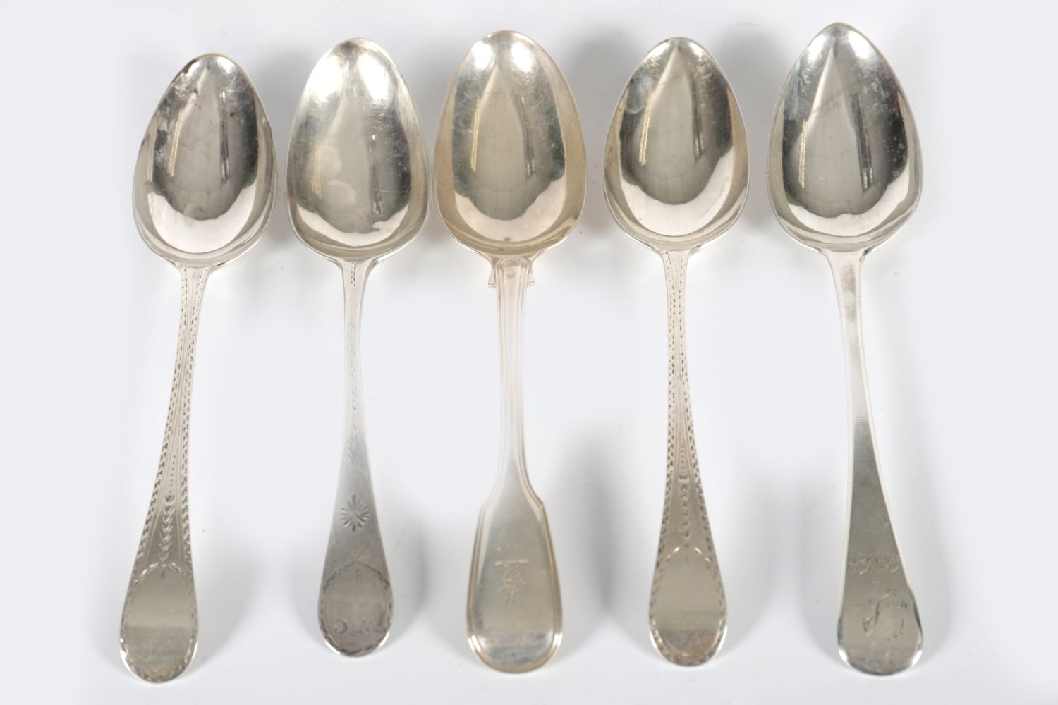 SET OF 5 SILVER SERVING SPOONS