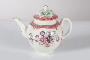 EARLY WORCESTER POLYCHROME TEAPOT