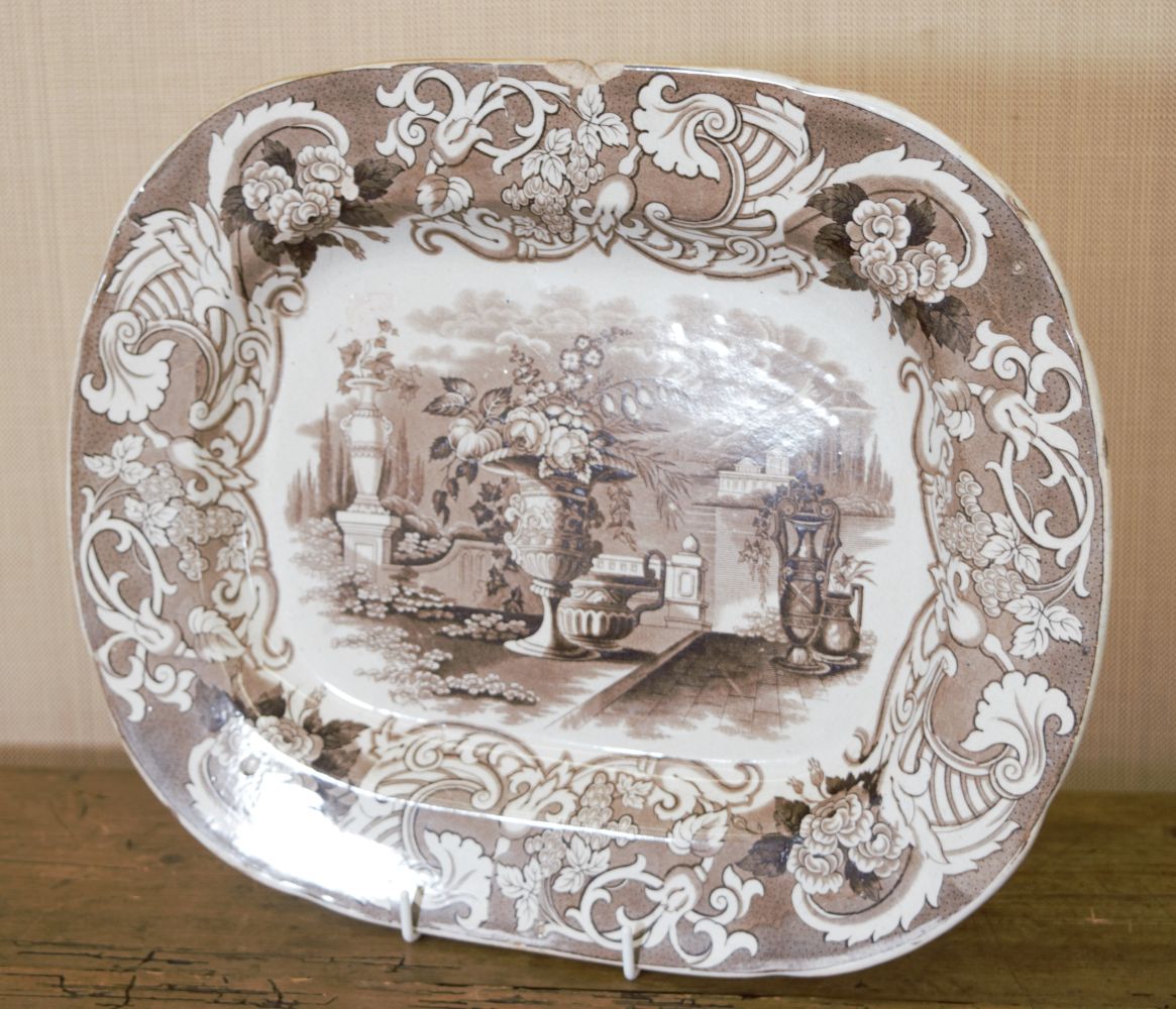 2 BROWN AND WHITE TURKEY PLATES - Image 2 of 2