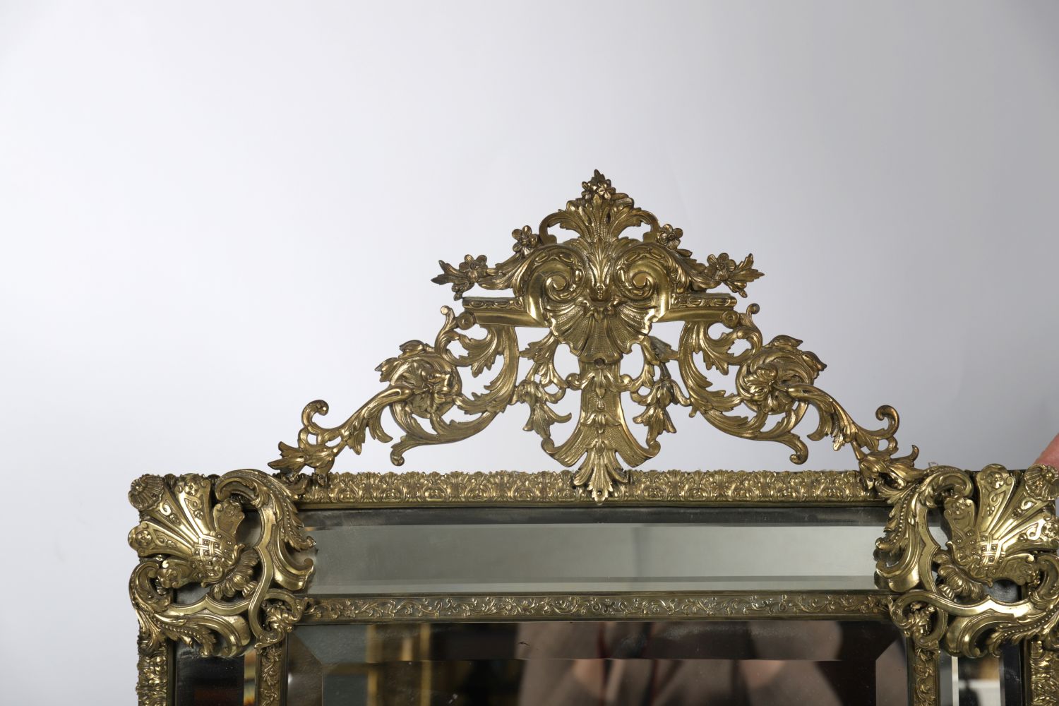 19TH-CENTURY FRENCH BRASS CUSHION MIRROR - Image 2 of 3