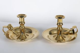 2 GEORGIAN BRASS CHAMBER CANDLESTICKS