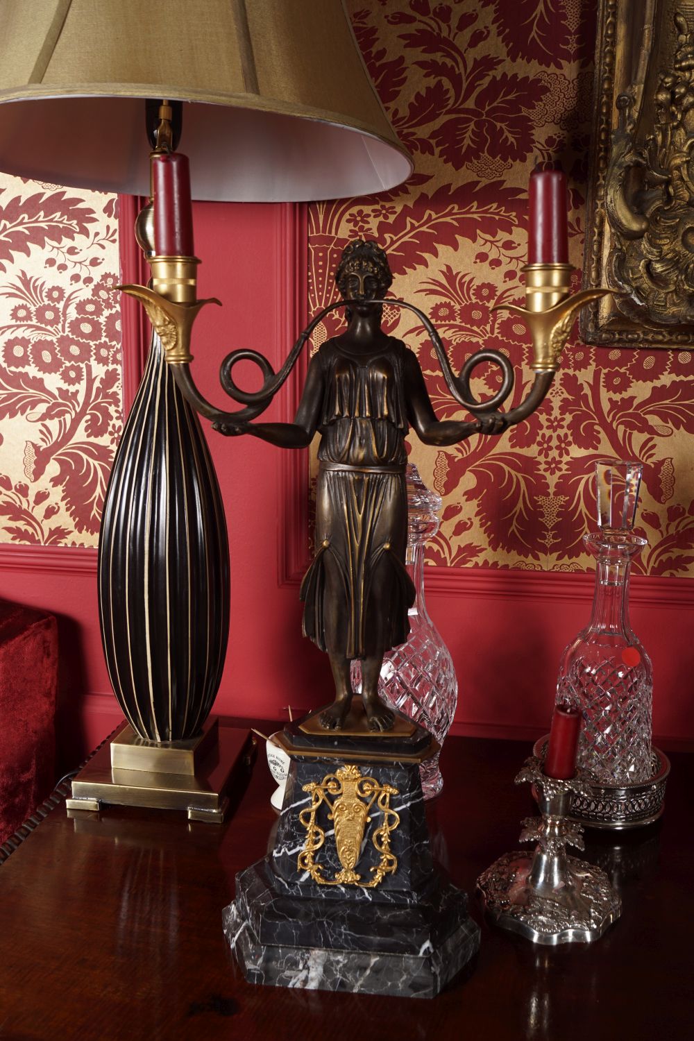 PAIR OF BRONZE & ORMOLU CANDELABRAS - Image 4 of 4