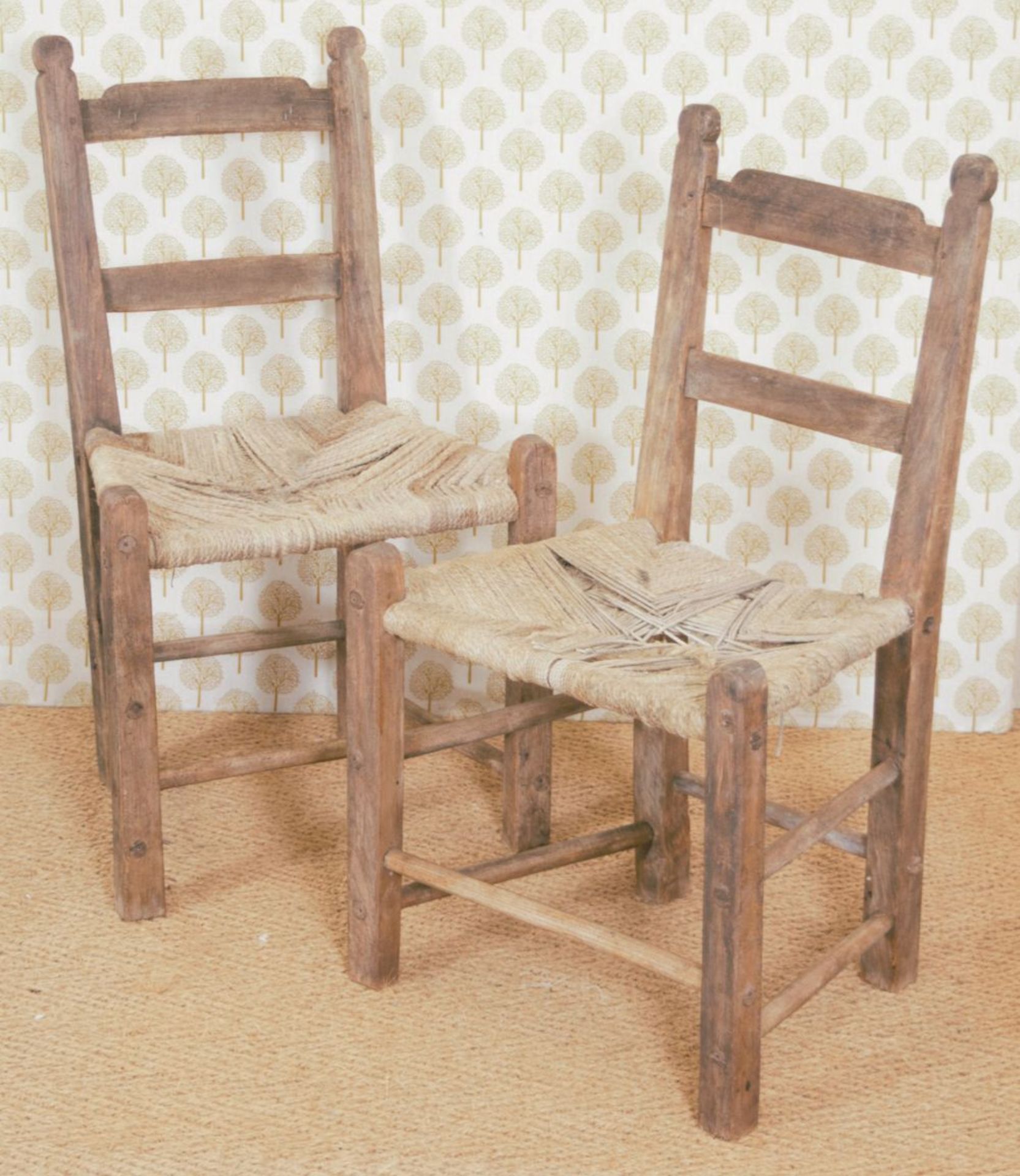 PAIR 19TH-CENTURY ASH SUGAN KITCHEN CHAIRS