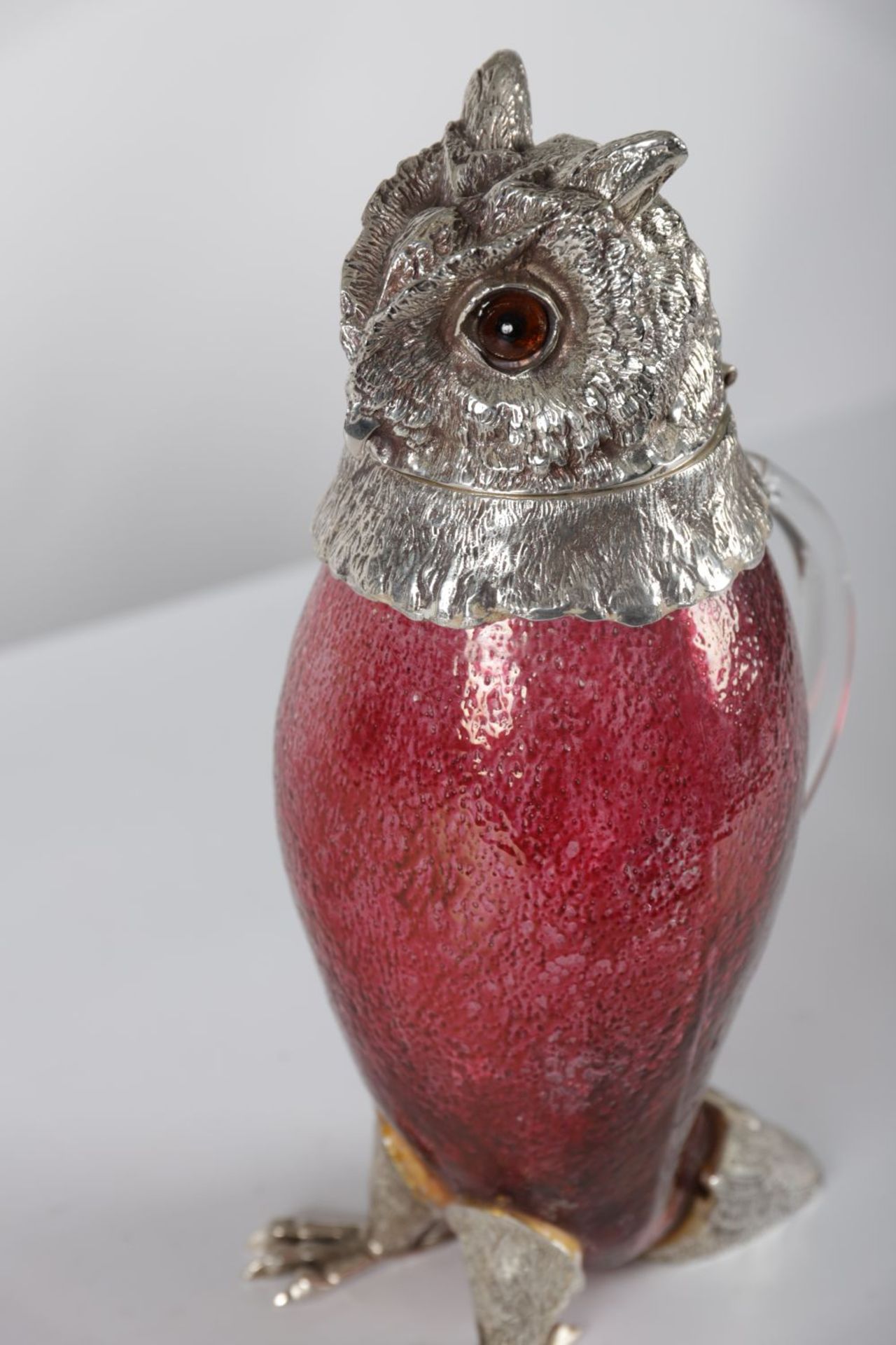 SILVER-PLATED RUBY GLASS CLARET JUG - Image 2 of 3