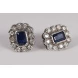 18K WHITE GOLD, SAPPHIRE & DIAMOND EARRINGS