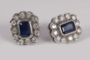 18K WHITE GOLD, SAPPHIRE & DIAMOND EARRINGS