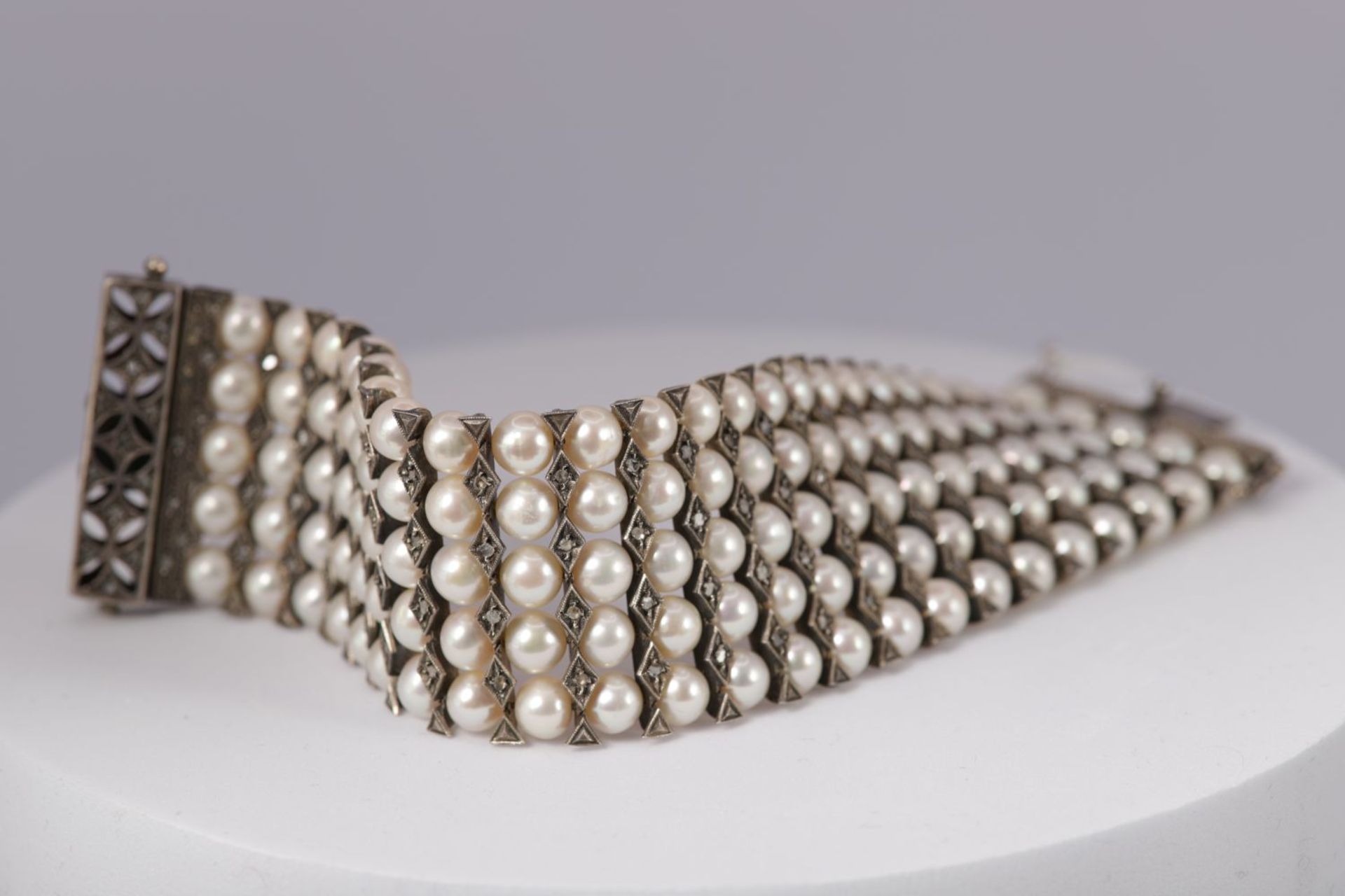 DIAMOND AND PEARL CUFF BRACELET - Image 2 of 3