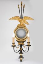 GILDED EBONY EAGLE SCONCE MIRROR