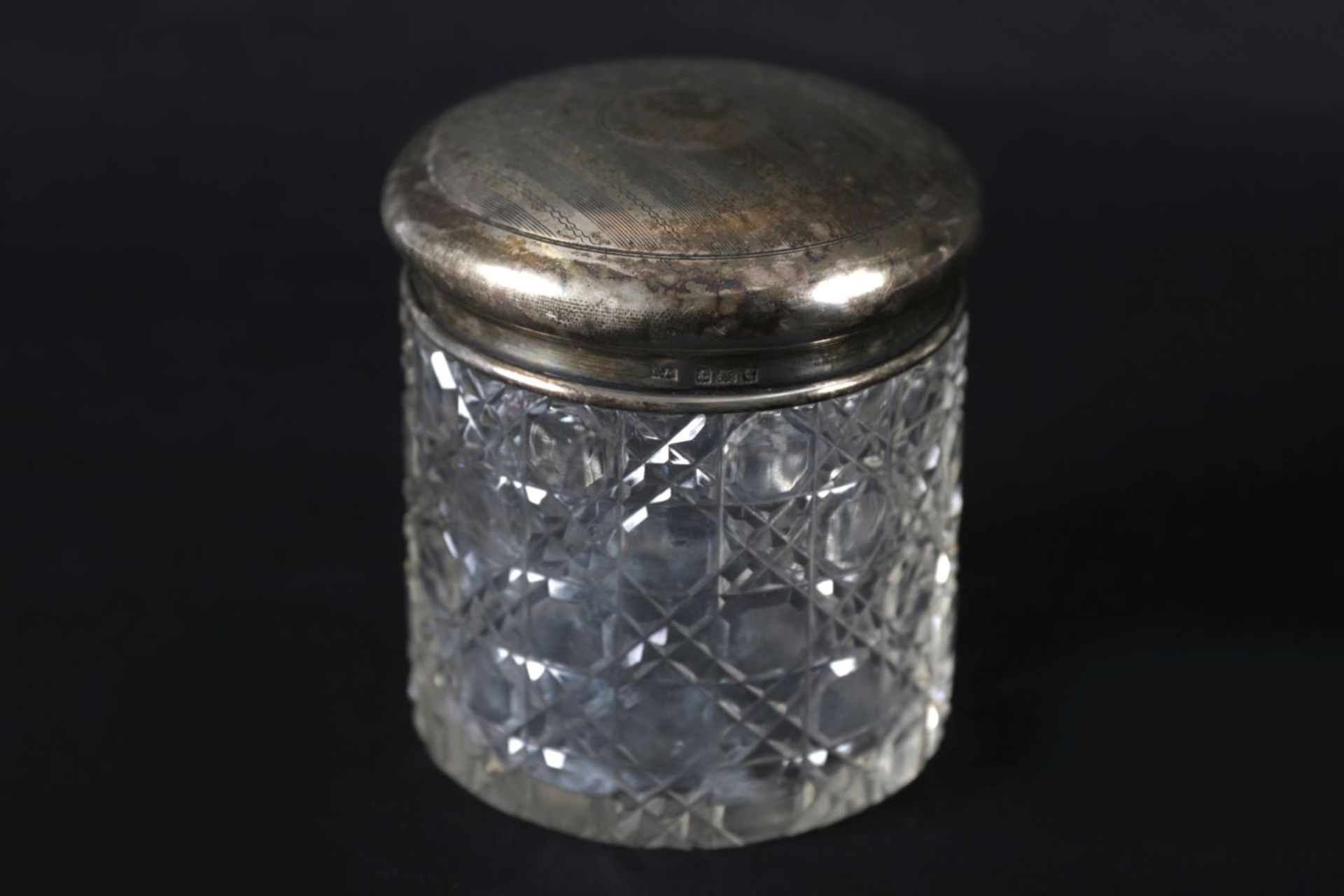 LONDON SILVER & CRYSTAL VANITY JAR