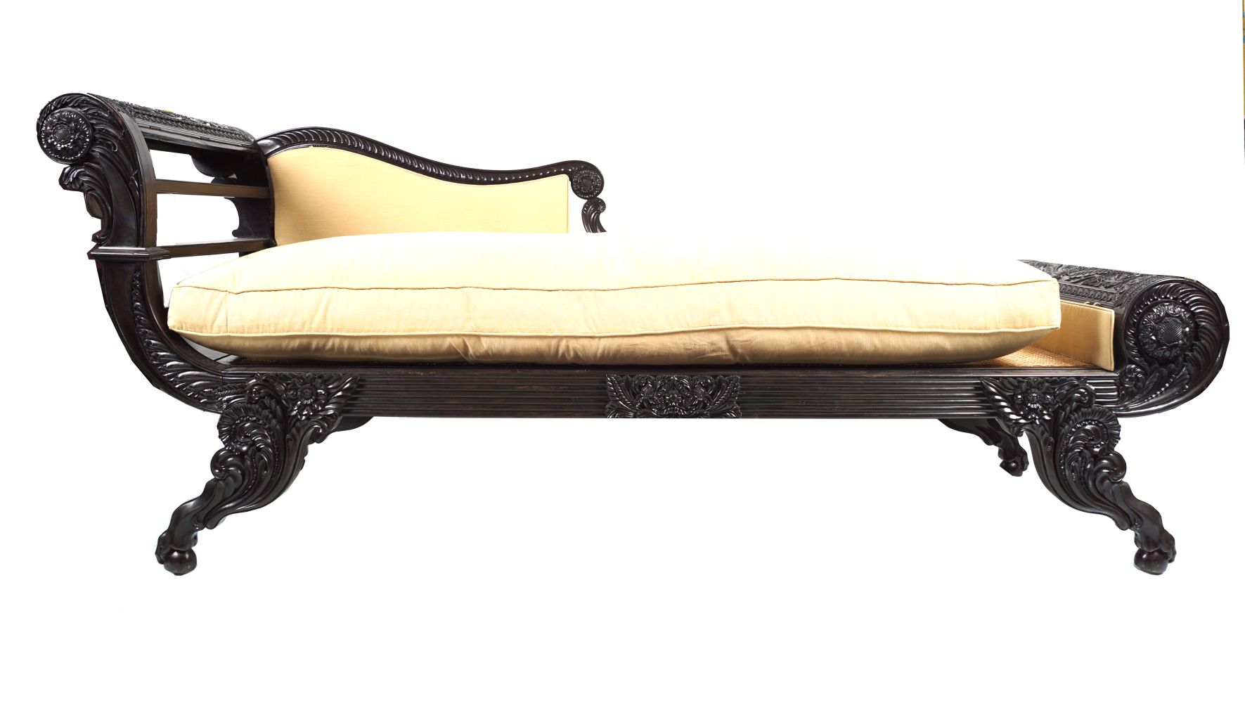 ANGLO-INDIAN HARDWOOD CHAISE LONGUE