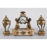 19TH-CENTURY ORMOLU & MARBLE CLOCK GARNITURE