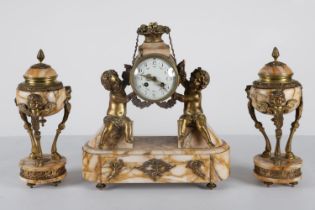19TH-CENTURY ORMOLU & MARBLE CLOCK GARNITURE