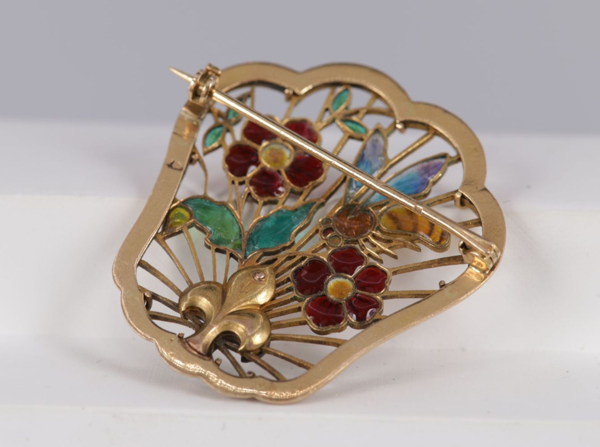 18K GOLD & SILVER DIAMOND NATURALIST BROOCH - Image 4 of 5