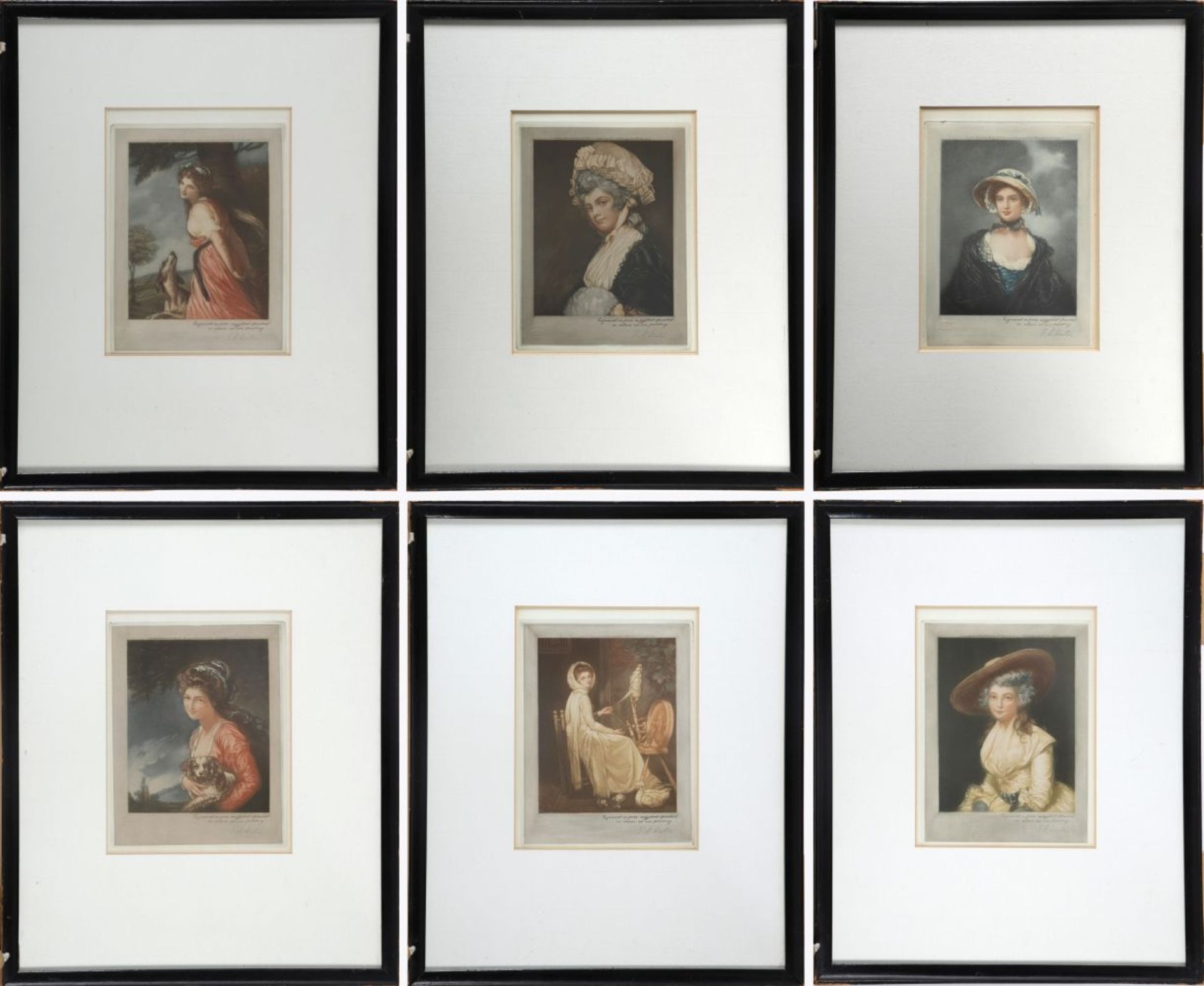 SET OF 6 SIGNED E. M. HESTER MEZZOTINTS