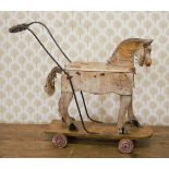 19TH-CENTURY CARVED WOOD CHILD'S PULL HORSE TOY